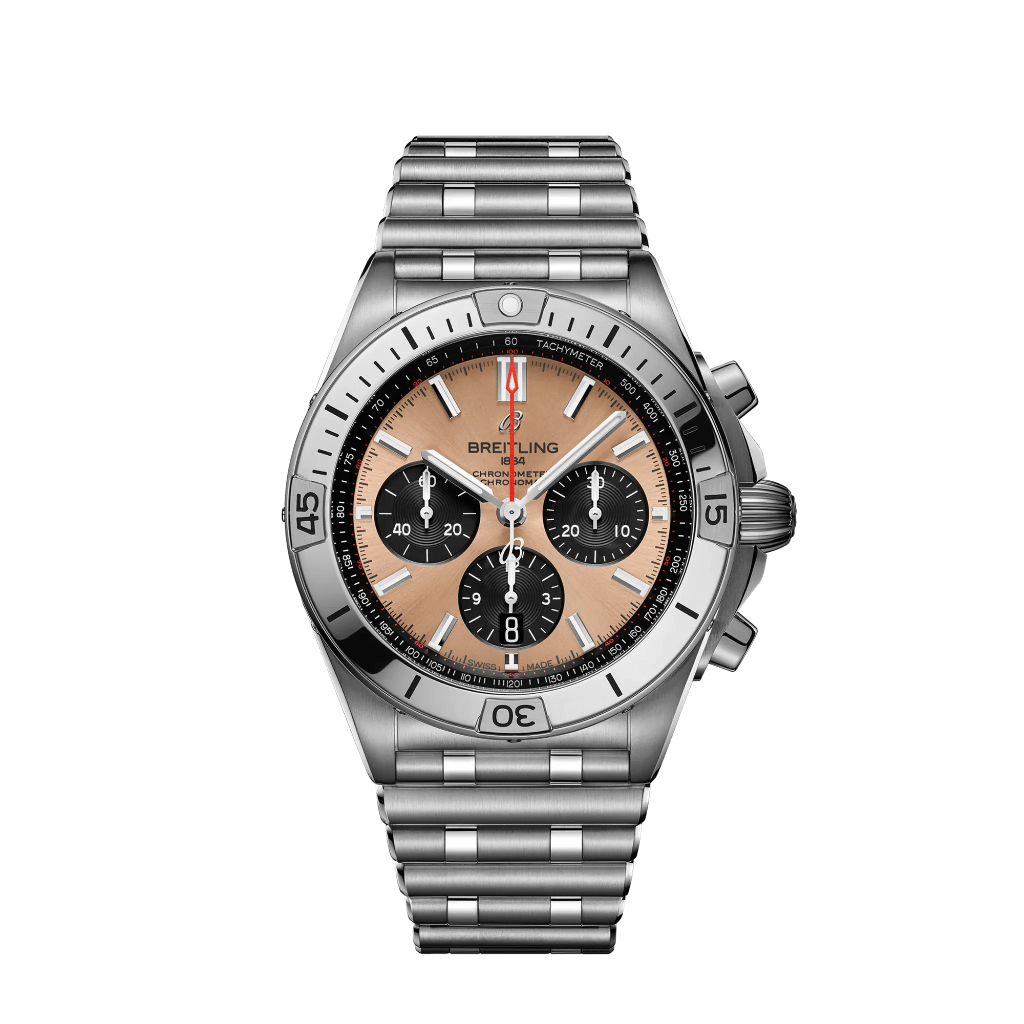 Breitling Chronomat B01 42 mm Copper and Black Dial Stainless Steel Metal Bracelet AB0134101K1A1 - WATCHXNYC