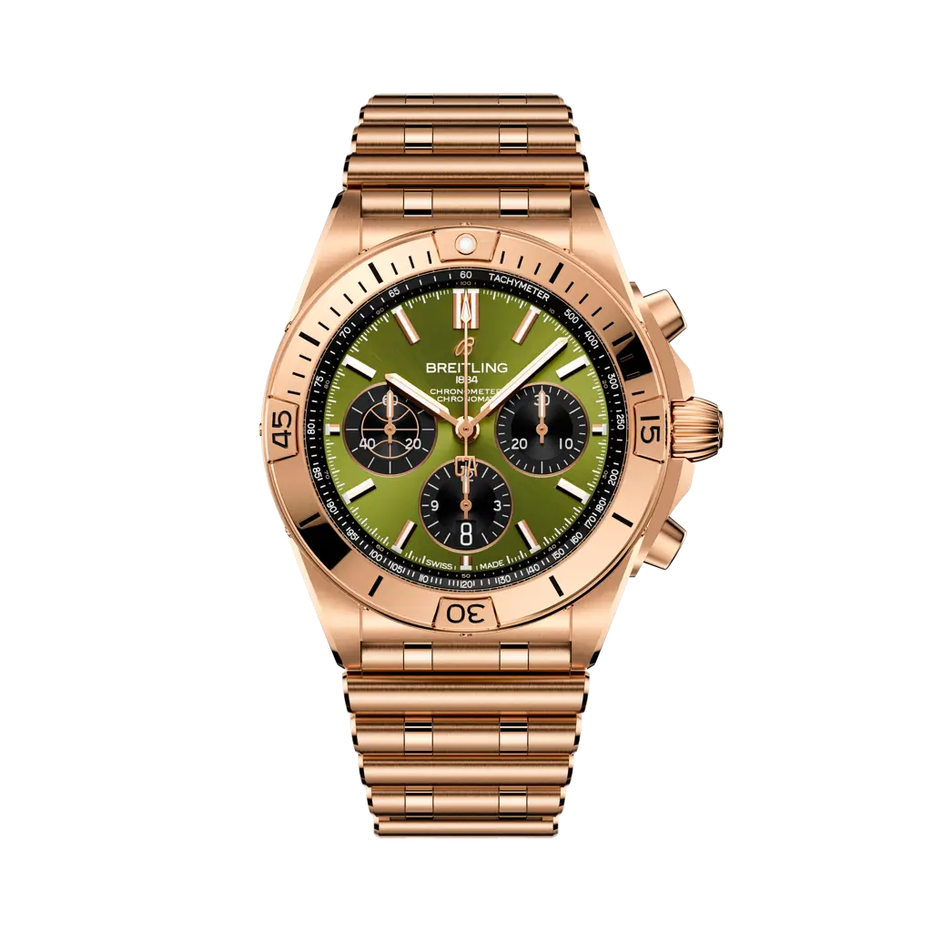 Breitling Chronomat B01 42 mm Olive & Black Dial 18K Red Gold Bracelet RB01344A1L1R1 - WATCHXNYC