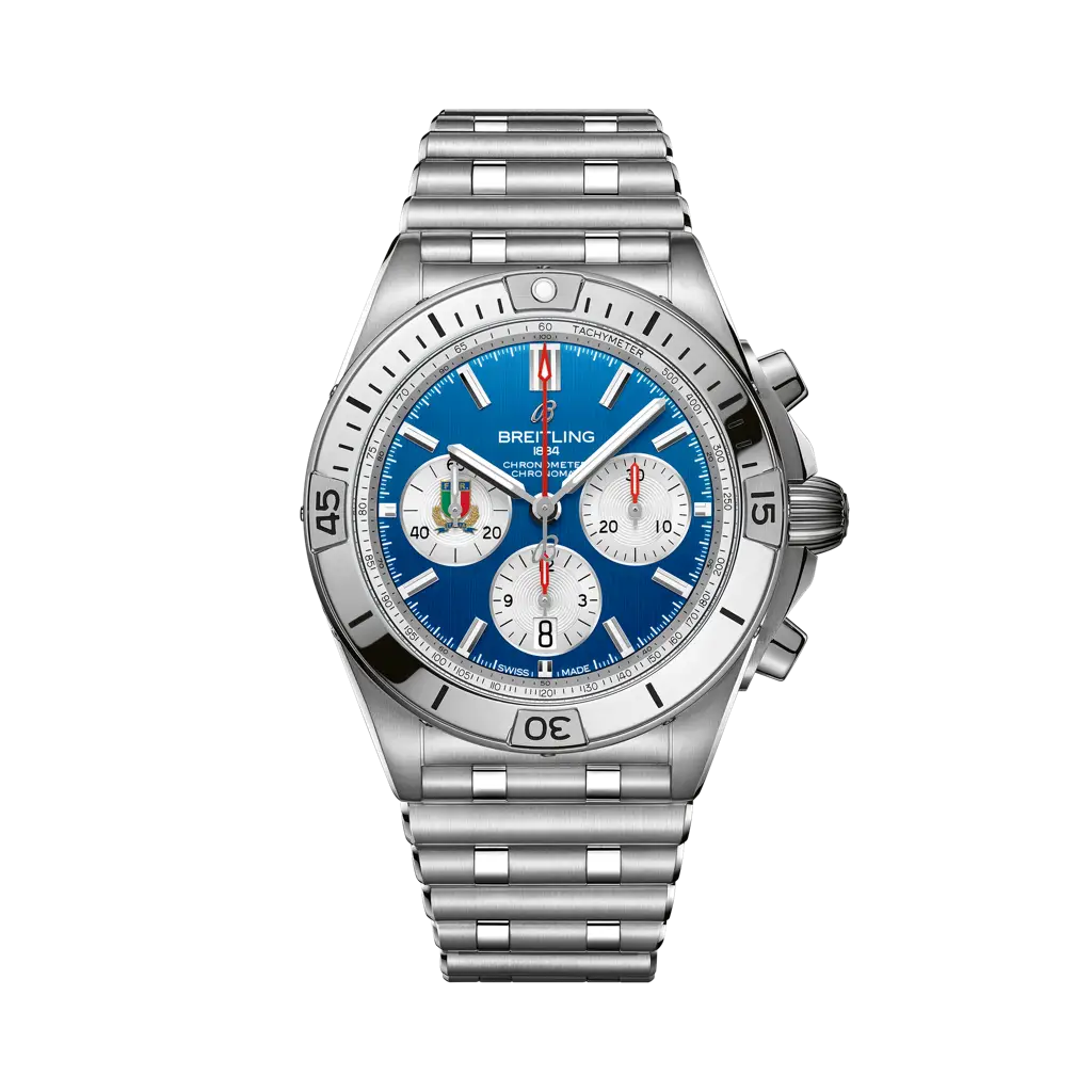 Breitling Chronomat B01 42 Six Nations Italy 42 mm Blue Dial Stainless Steel Bracelet AB0134A41C1A1 - WATCHXNYC
