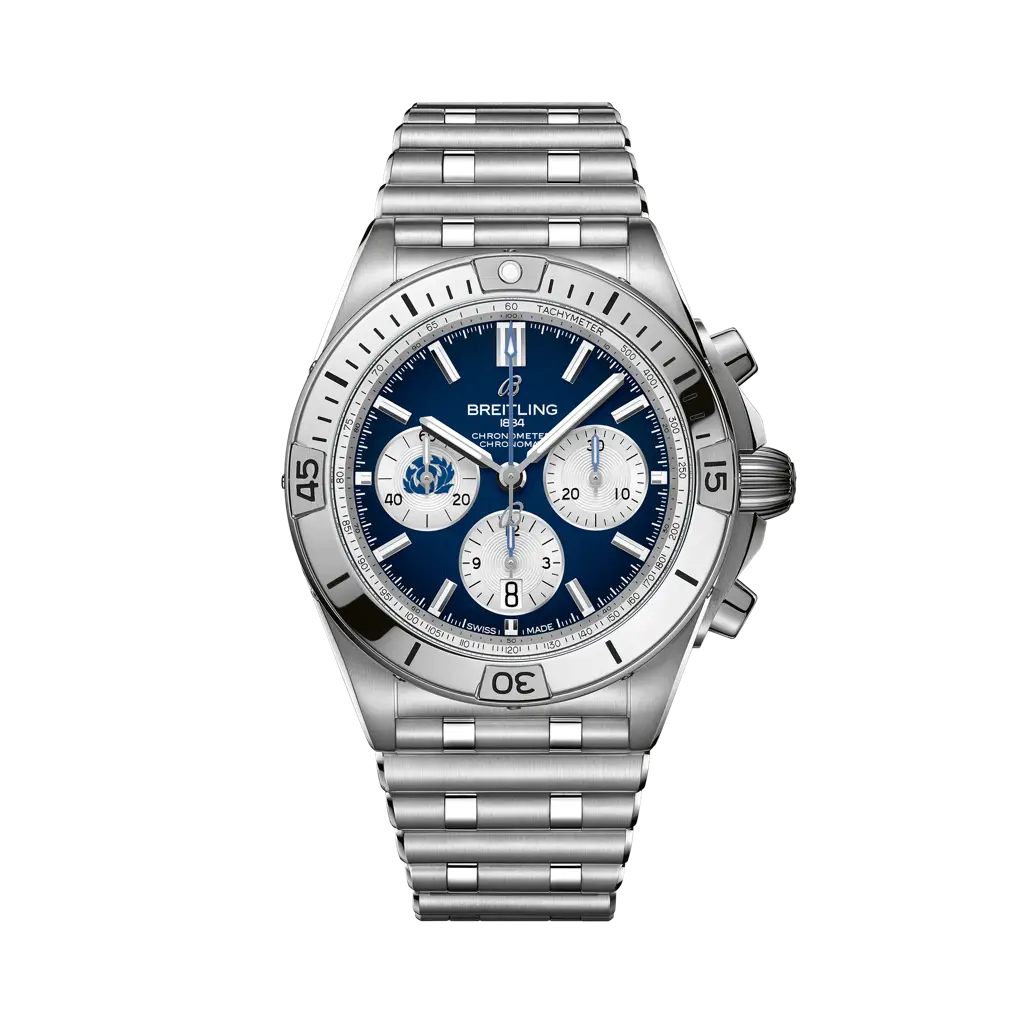 Breitling Chronomat B01 42 Six Nations Scotland 42 mm White and Blue Dial Stainless Steel Bracelet AB0134A51C1A1 - WATCHXNYC
