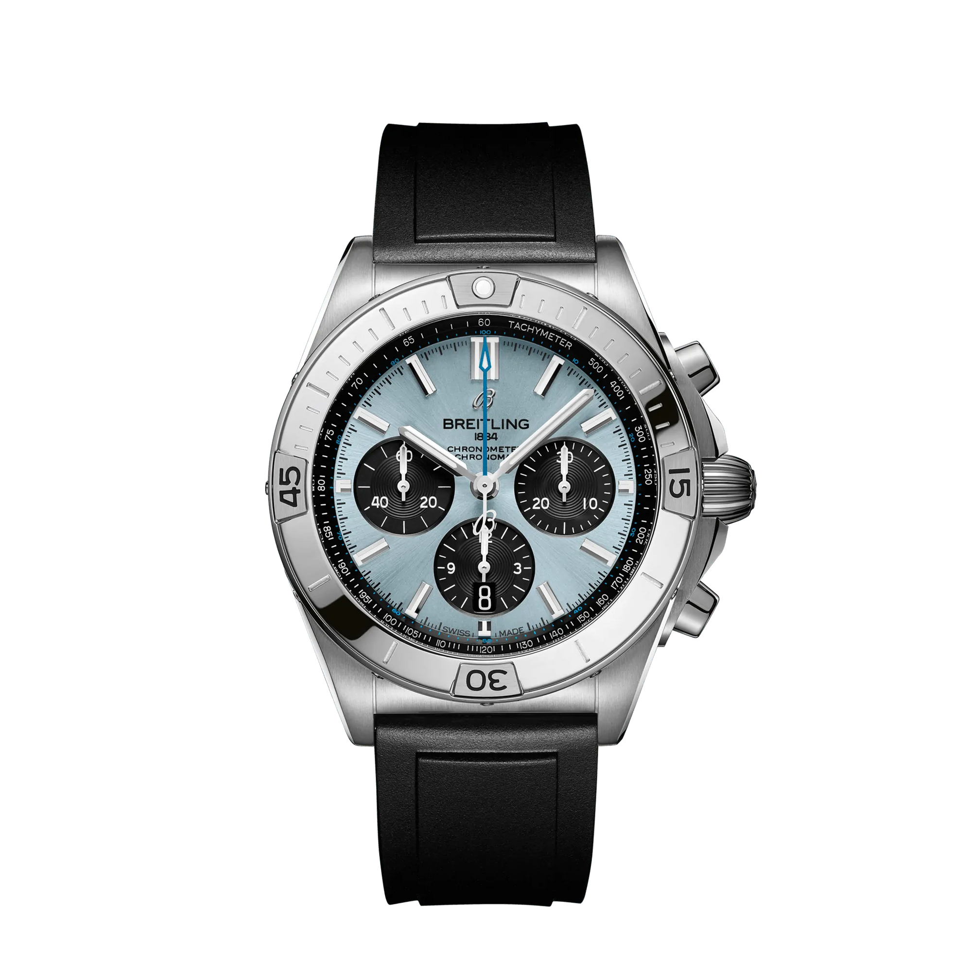 Breitling Chronomat B01 42mm Blue & Black Dial Stainless Steel & Platinum Black Rubber Strap PB0134101C1S1 - WATCHXNYC