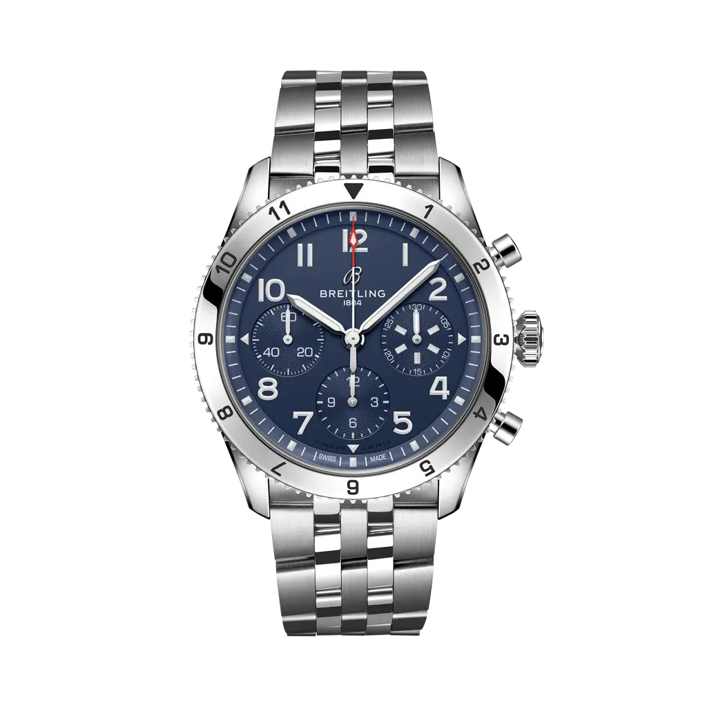 Breitling Classic AVI Chronograph 42 Tribute to Vought F4U Corsair 42 mm Blue Dial Stainless Steel Bracelet A233801A1C1A1 - WATCHXNYC