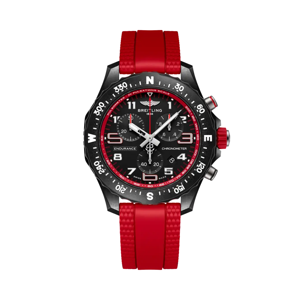 Breitling Endurance Pro 38 mm Black Dial Breitlight Red Rubber Strap X83310D91B2S1 - WATCHXNYC