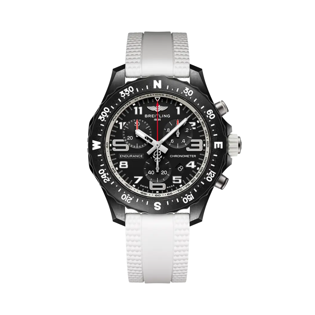 Breitling Endurance Pro 38 mm Black Dial Breitlight White Rubber Strap X83310A71B1S1 - WATCHXNYC