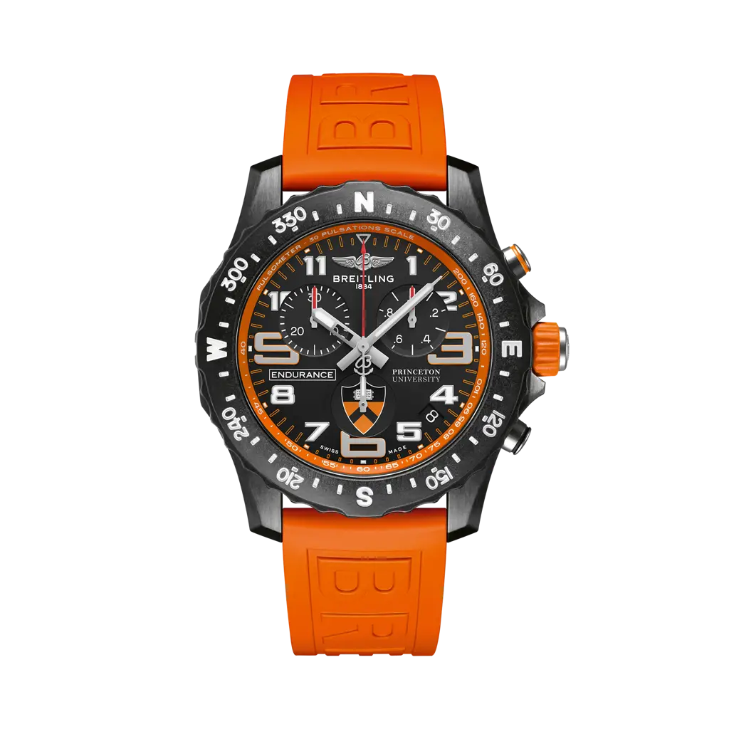 Breitling Endurance Pro 44 Princeton® University Edition 44 mm Black Dial Breitlight Orange Rubber Strap X823104C1B1S1 - WATCHXNYC
