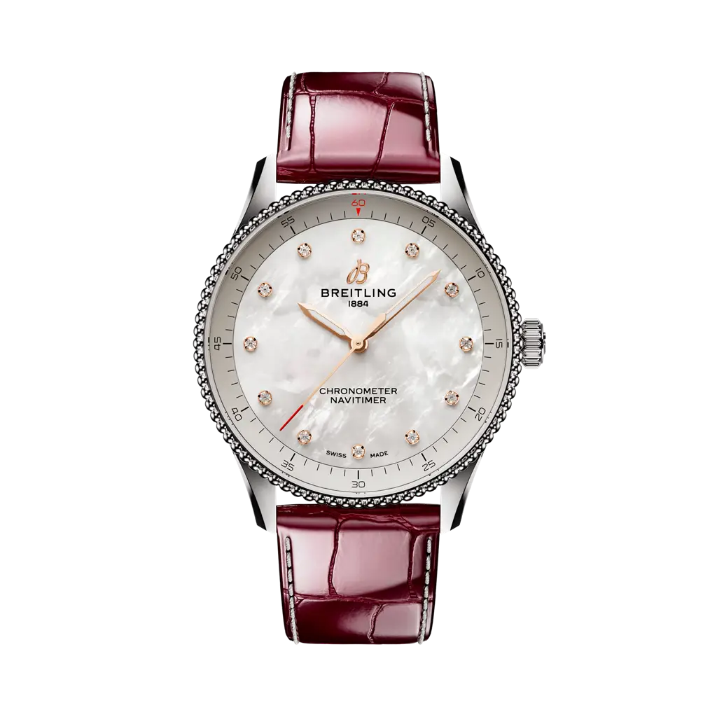 Breitling Navitimer 32 mm White Dial Stainless Steel   Leather Strap A77320E61A2P2 - WATCHXNYC