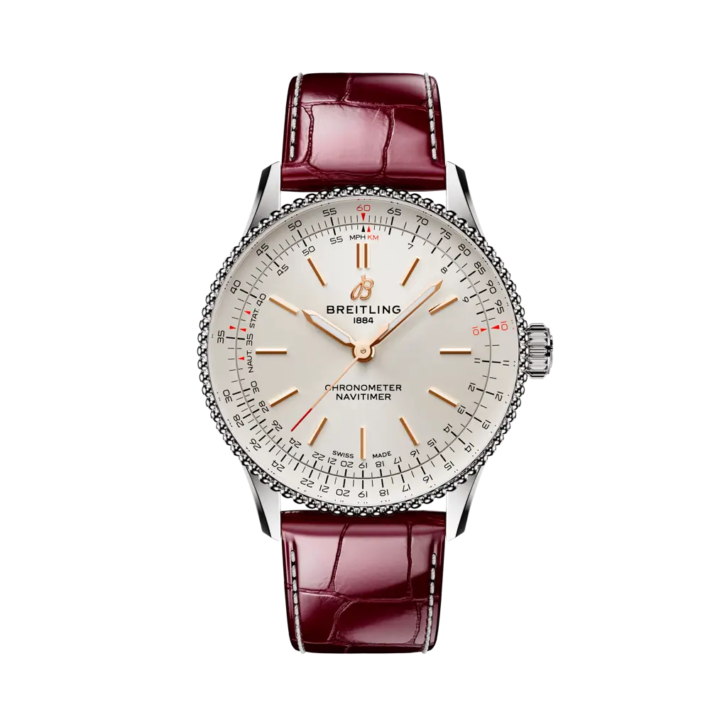 Breitling Navitimer Automatic 36 mm White Dial Stainless Steel   Leather Strap A17327211G1P1 - WATCHXNYC