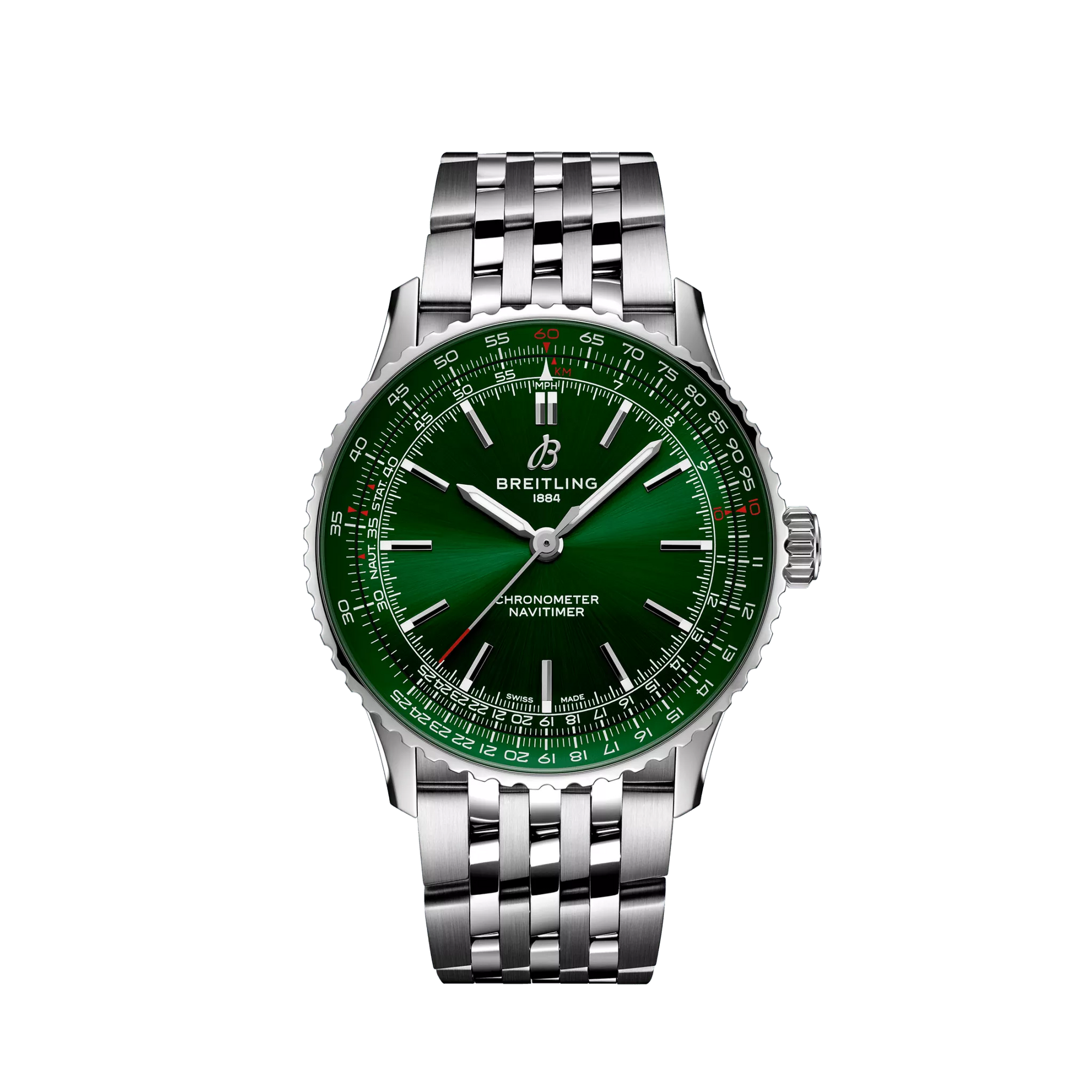 Breitling Navitimer Automatic 41mm Green Dial Stainless Steel Stainless Steel Metal Bracelet A17329371L1A1 - WATCHXNYC