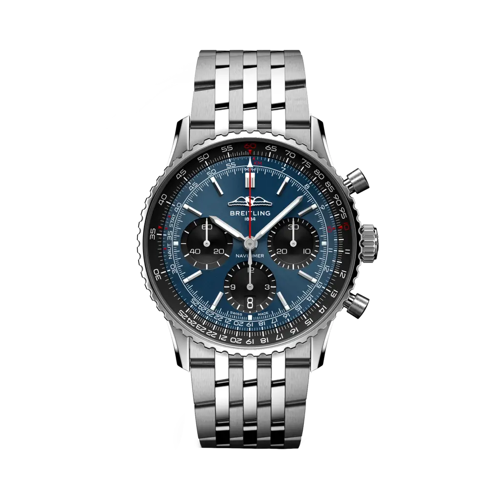 Breitling Navitimer B01 Chronograph 41 mm Black With Blue Dial Stainless Steel Bracelet AB0139241C1A1 - WATCHXNYC