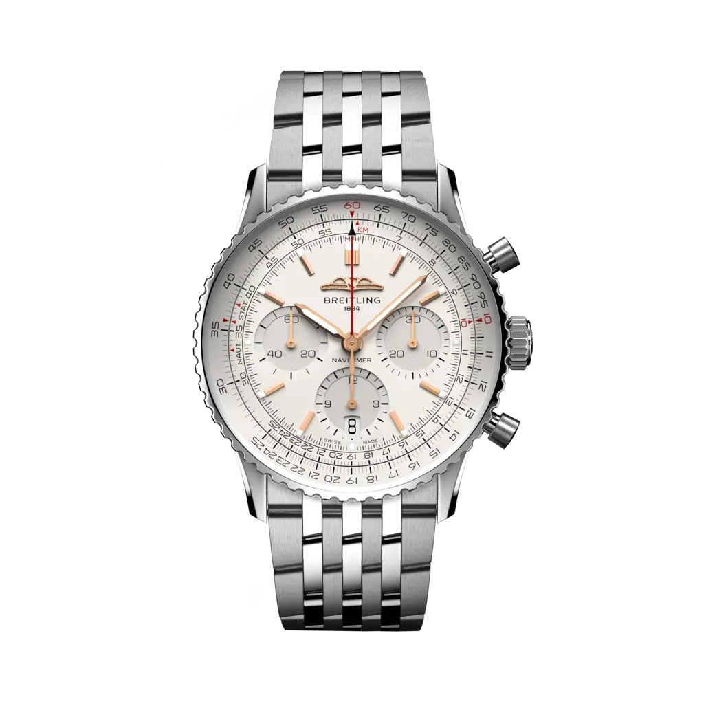Breitling Navitimer B01 Chronograph 41 mm White Dial Stainless Steel Bracelet AB0139211G1A1 - WATCHXNYC