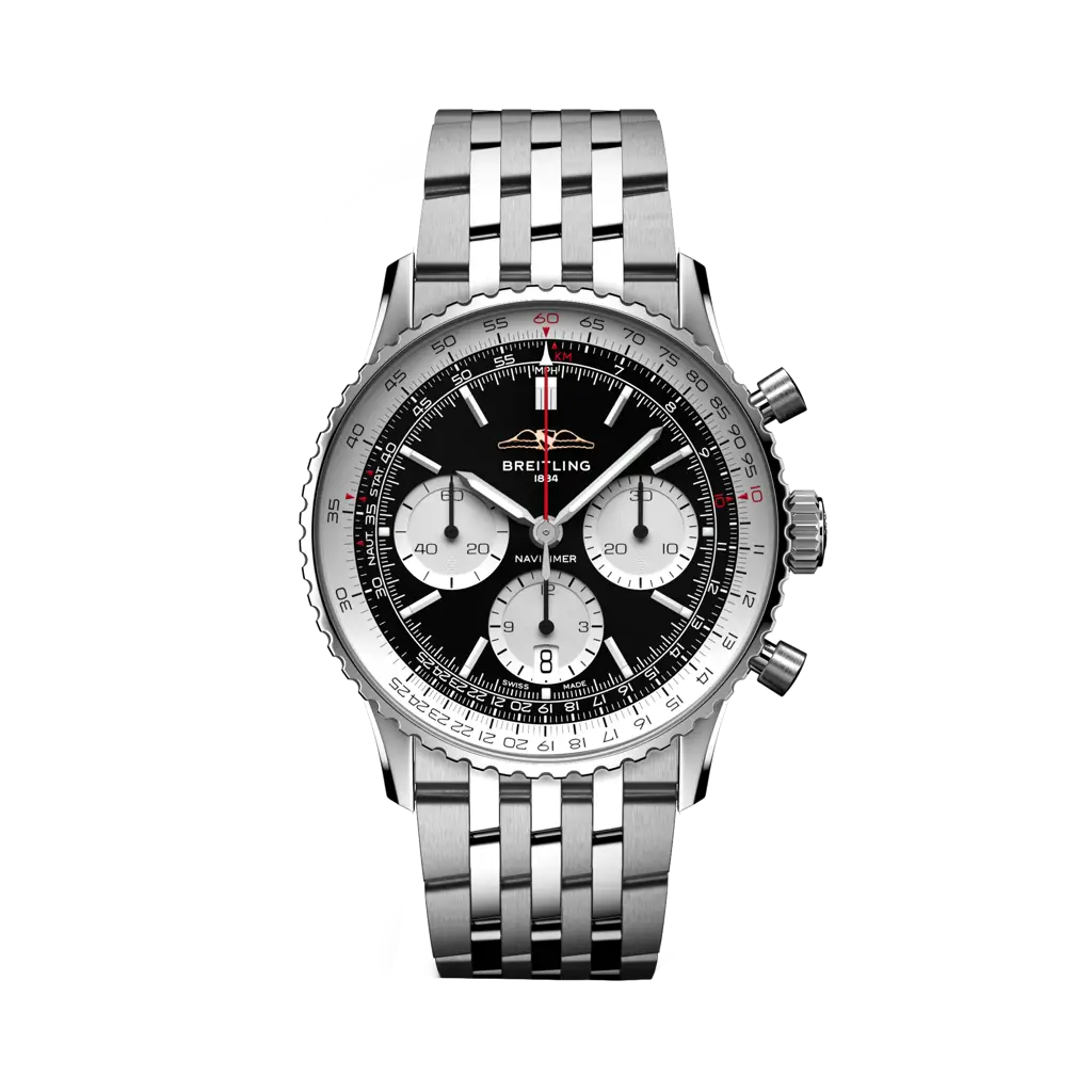 Breitling Navitimer B01 Chronograph 41 mm White With Black Dial Stainless Steel Bracelet AB0139211B1A1 - WATCHXNYC