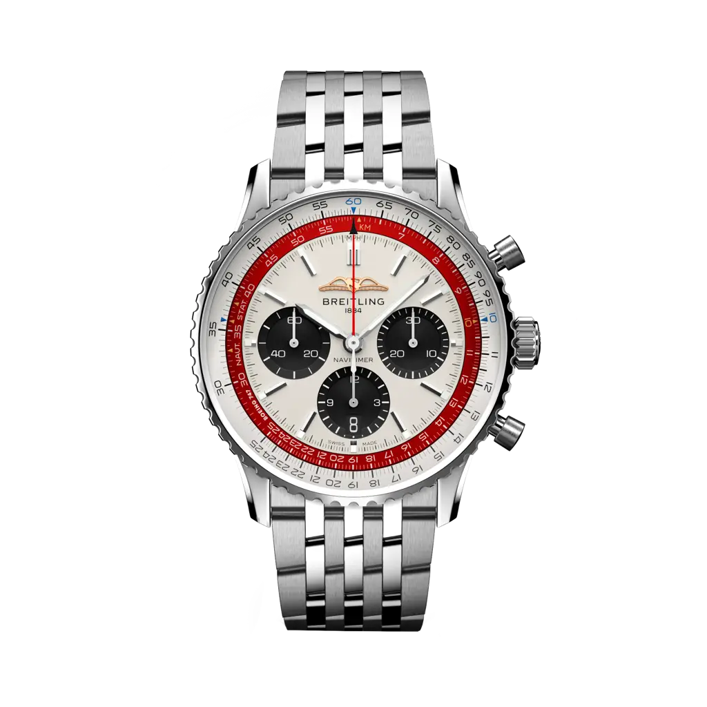 Breitling Navitimer B01 Chronograph 43 Boeing 747 43 mm White With Black Dial Stainless Steel Bracelet AB01383B1G1A1 - WATCHXNYC