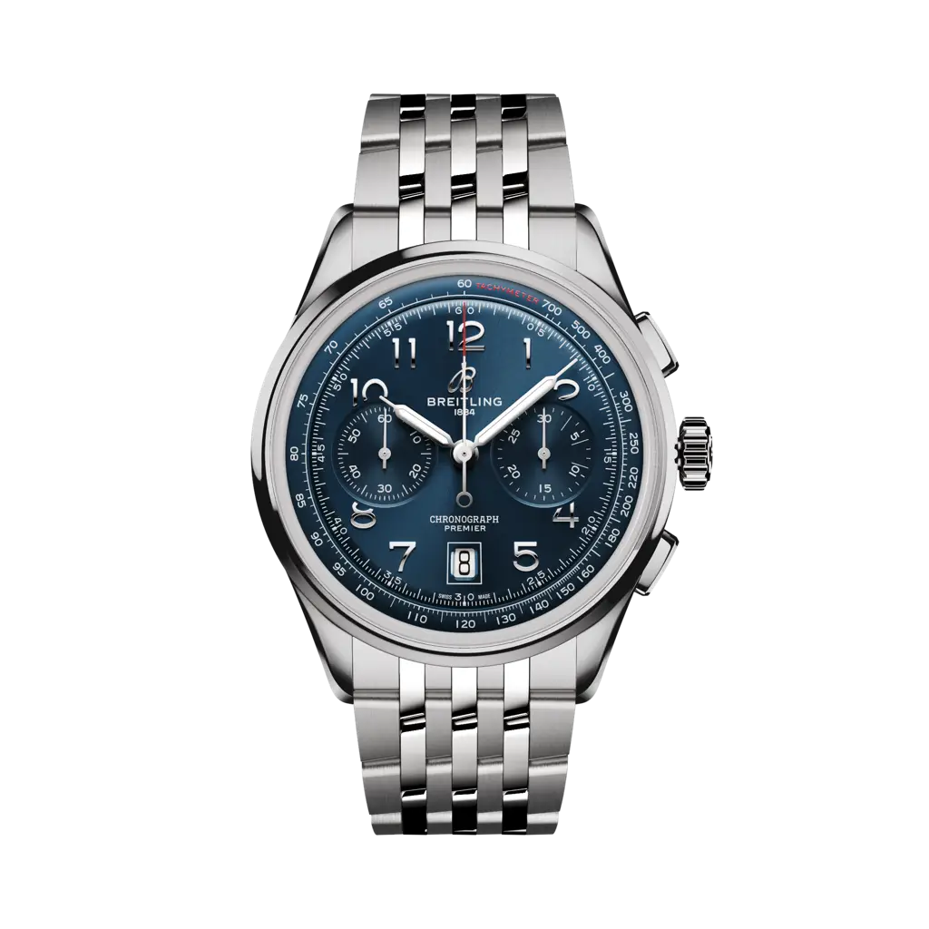 Breitling Premier B01 Chronograph 42 mm Blue Dial Stainless Steel Metal Bracelet AB0145171C1A1 - WATCHXNYC