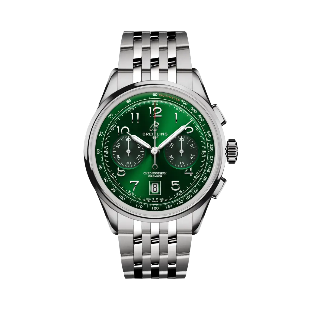 Breitling Premier B01 Chronograph 42 mm Green Dial Stainless Steel Stainless Steel Metal Bracelet AB0145371L1A1 - WATCHXNYC