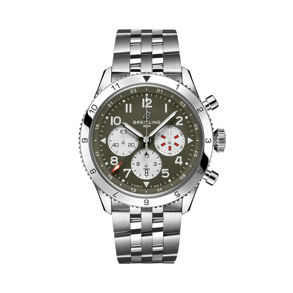 Breitling Super AVI B04 Chronograph GMT 46 Curtiss Warhawk 46 mm Brown Dial Stainless Steel Bracelet AB04452A1L1A1 - WATCHXNYC