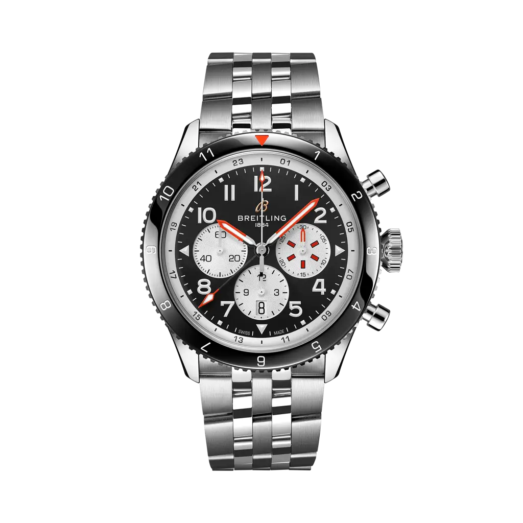 Breitling Super AVI B04 Chronograph GMT 46 Mosquito 46 mm Black Dial Stainless Steel Bracelet YB04451A1B1A1 - WATCHXNYC