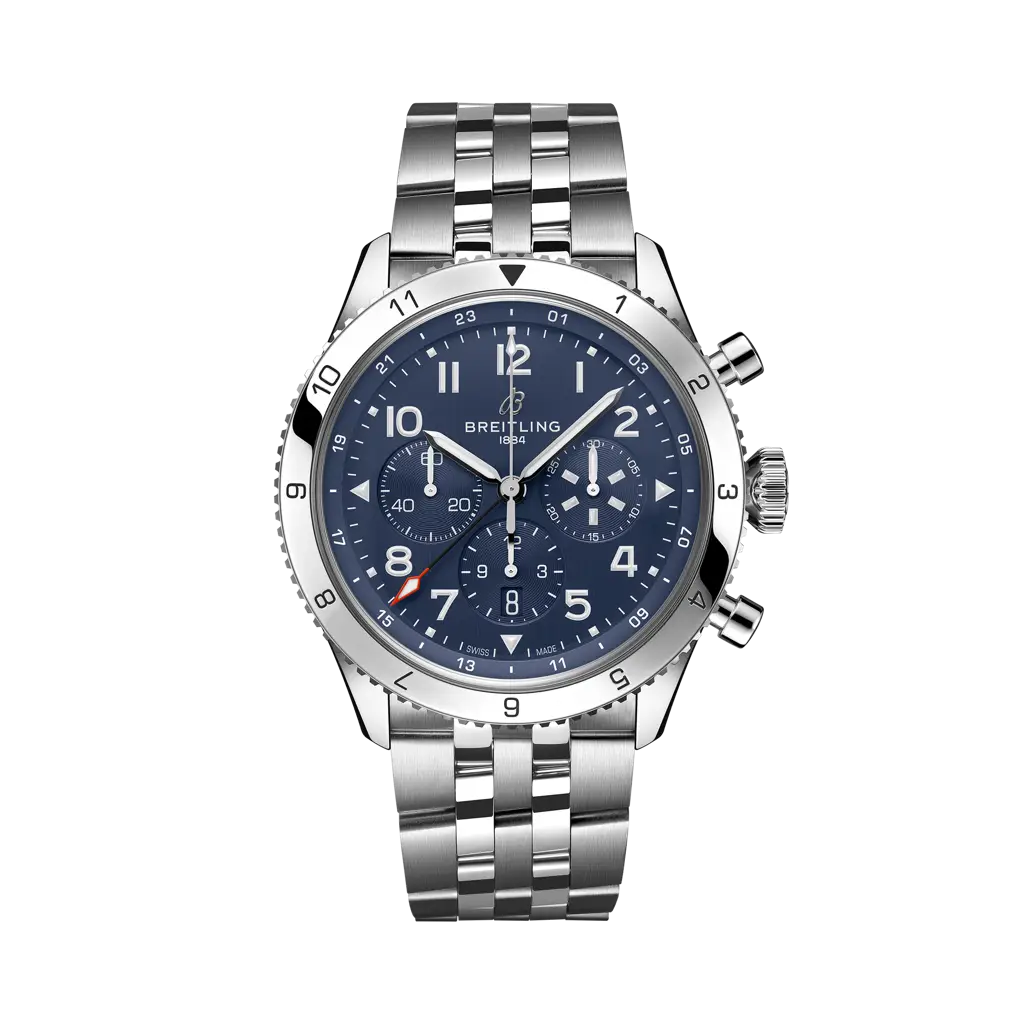 Breitling Super AVI B04 Chronograph GMT 46 Tribute to Vought F4U Corsair 46 mm Blue Dial Stainless Steel Bracelet AB04451A1C1A1 - WATCHXNYC