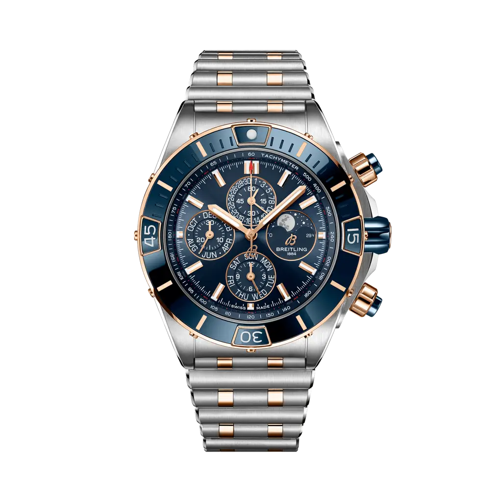 Breitling Super Chronomat 44 Four-Year Calendar 44 mm Blue Dial Stainless Steel & 18K Red Gold Bracelet U19320161C1U1 - WATCHXNYC