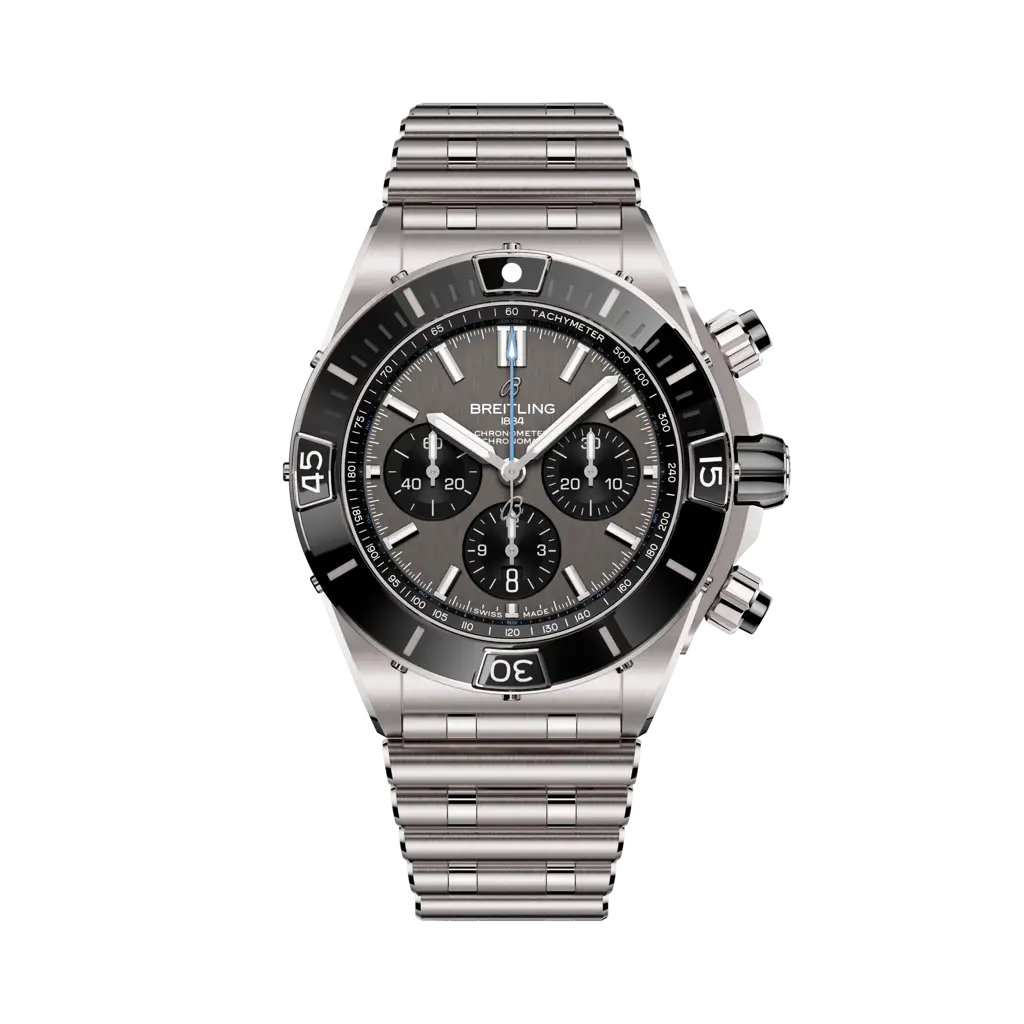 Breitling Super Chronomat B01 44mm Grey & Black Dial Titanium Bracelet EB0136251M1E1 - WATCHXNYC