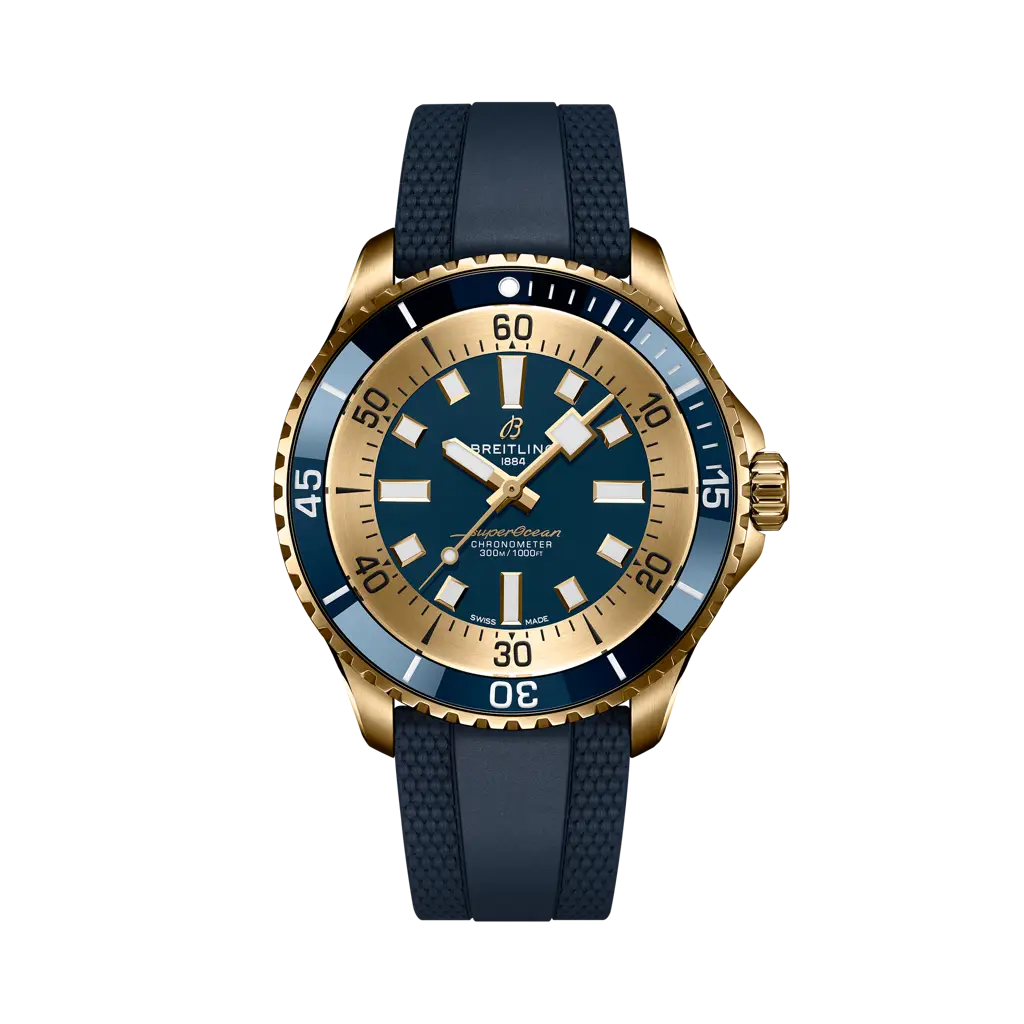 Breitling Superocean Automatic 44 mm Blue Dial Bronze Rubber Blue Strap N173761A1C1S1 - WATCHXNYC