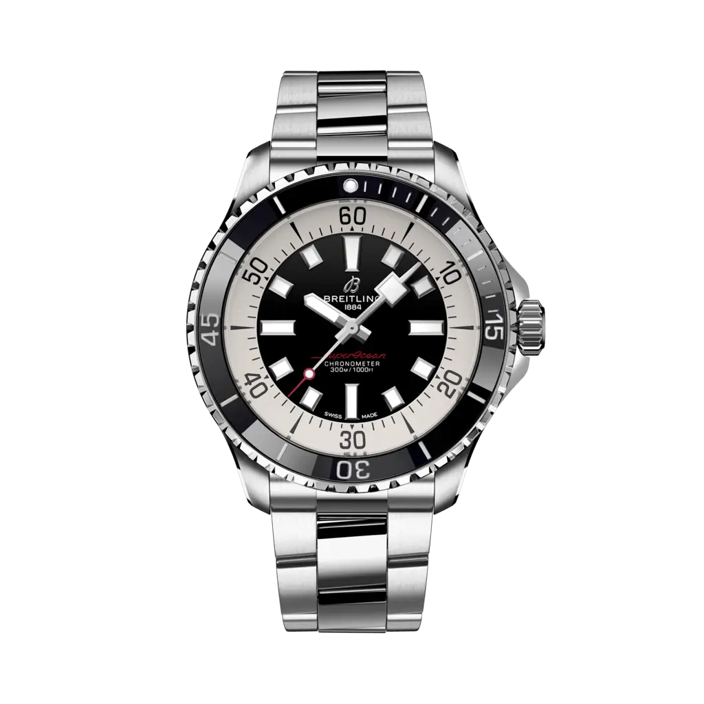 Breitling Superocean Automatic 44 mm  White And Black Dial Stainless Steel Bracelet A17376211B1A1 - WATCHXNYC