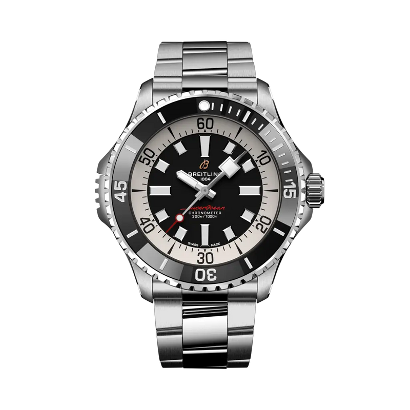 Breitling Superocean Automático 46 mm Esfera negra Pulsera de acero inoxidable A17378211B1A1 