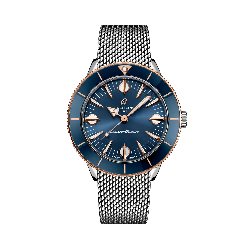 Breitling Superocean Heritage '57 Highlands 38 mm Blue Dial Stainless Steel & 18K Red Gold Bracelet U10340161C1A1 - WATCHXNYC