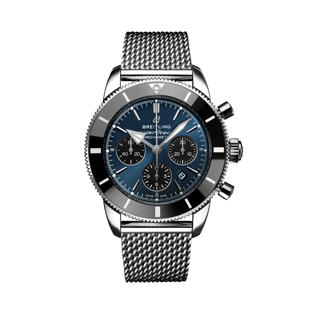 Breitling Superocean Heritage B01 Chronograph 44 mm Black And Blue Dial Stainless Steel Bracelet AB0162121C1A1 - WATCHXNYC