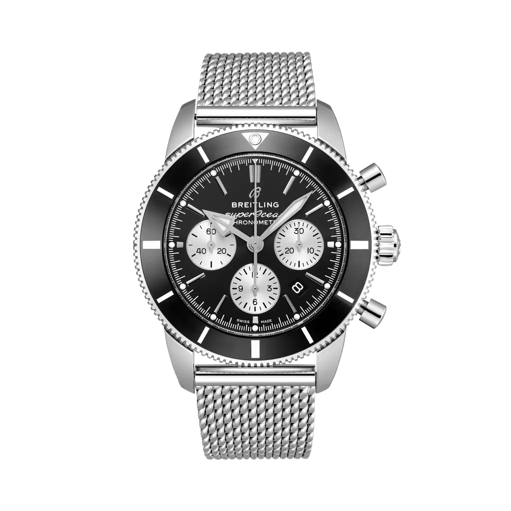 Breitling Superocean Heritage B01 Chronograph 44 mm Black And Silver Dial Stainless Steel Bracelet AB0162121B1A1 - WATCHXNYC
