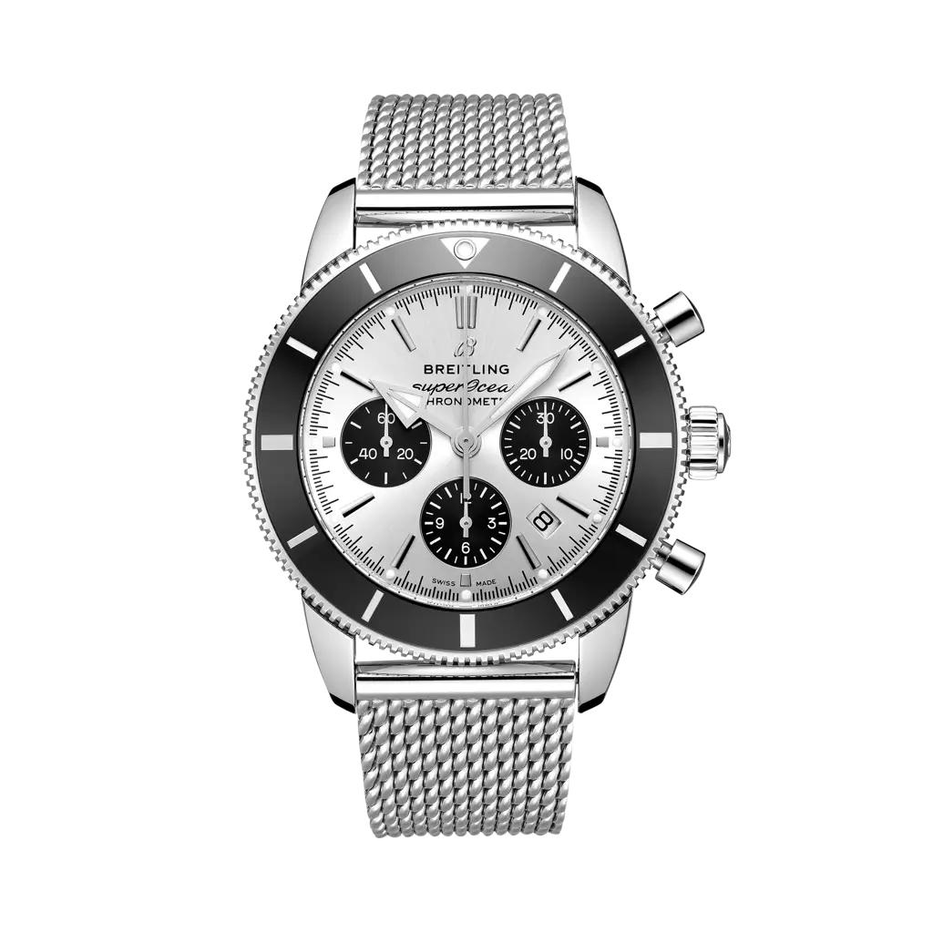 Breitling Superocean Heritage B01 Chronograph 44 mm Black And Silver Dial Stainless Steel Bracelet AB0162121G1A1 - WATCHXNYC