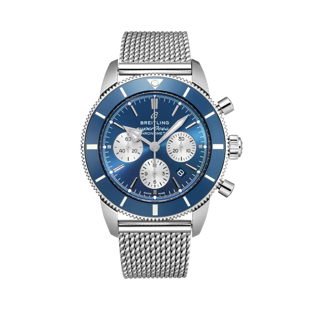 Breitling Superocean Heritage B01 Chronograph 44 mm Blue and Silver Dial Stainless Steel Bracelet AB0162161C1A1 - WATCHXNYC