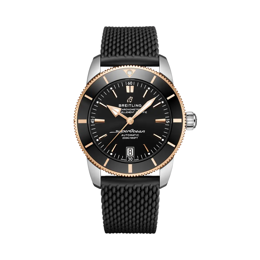 Breitling Superocean Heritage B20 Automatic 42 mm Black Dial Stainless Steel & 18K Red Gold Rubber Black Strap UB2010121B1S1 - WATCHXNYC