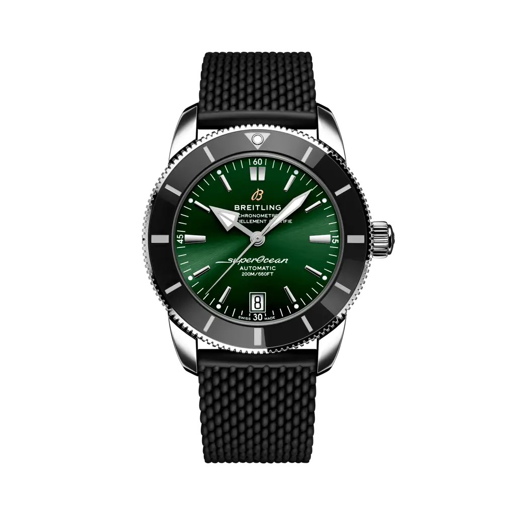 Breitling Superocean Heritage B20 Automatic 42 mm Green Dial Stainless Steel Rubber Black Strap AB2010121L1S1 - WATCHXNYC