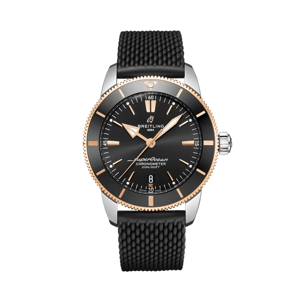 Breitling Superocean Heritage B20 Automatic 44 mm Black Dial Stainless Steel & 18K Red Gold Rubber Black Strap UB2030121B1S1 - WATCHXNYC