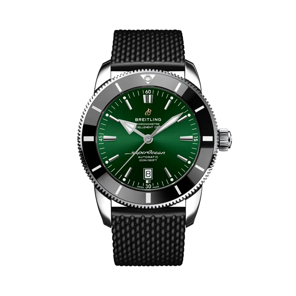 Breitling Superocean Heritage B20 Automatic 46 mm Green Dial Stainless Steel Rubber Black Strap AB2020121L1S1 - WATCHXNYC