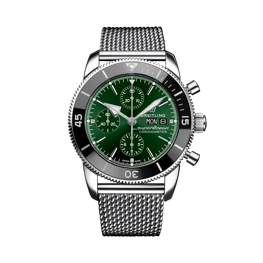Breitling Superocean Heritage Chronograph 44 mm Green Dial Stainless Steel Bracelet A13313121L1A1 - WATCHXNYC