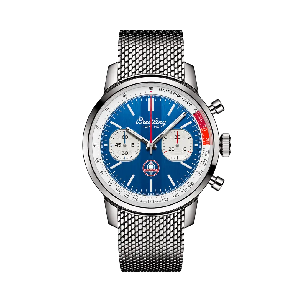 Breitling Top Time B01 Shelby Cobra 41 mm  White And Blue Dial Stainless Steel Bracelet AB01763A1C1A1 - WATCHXNYC