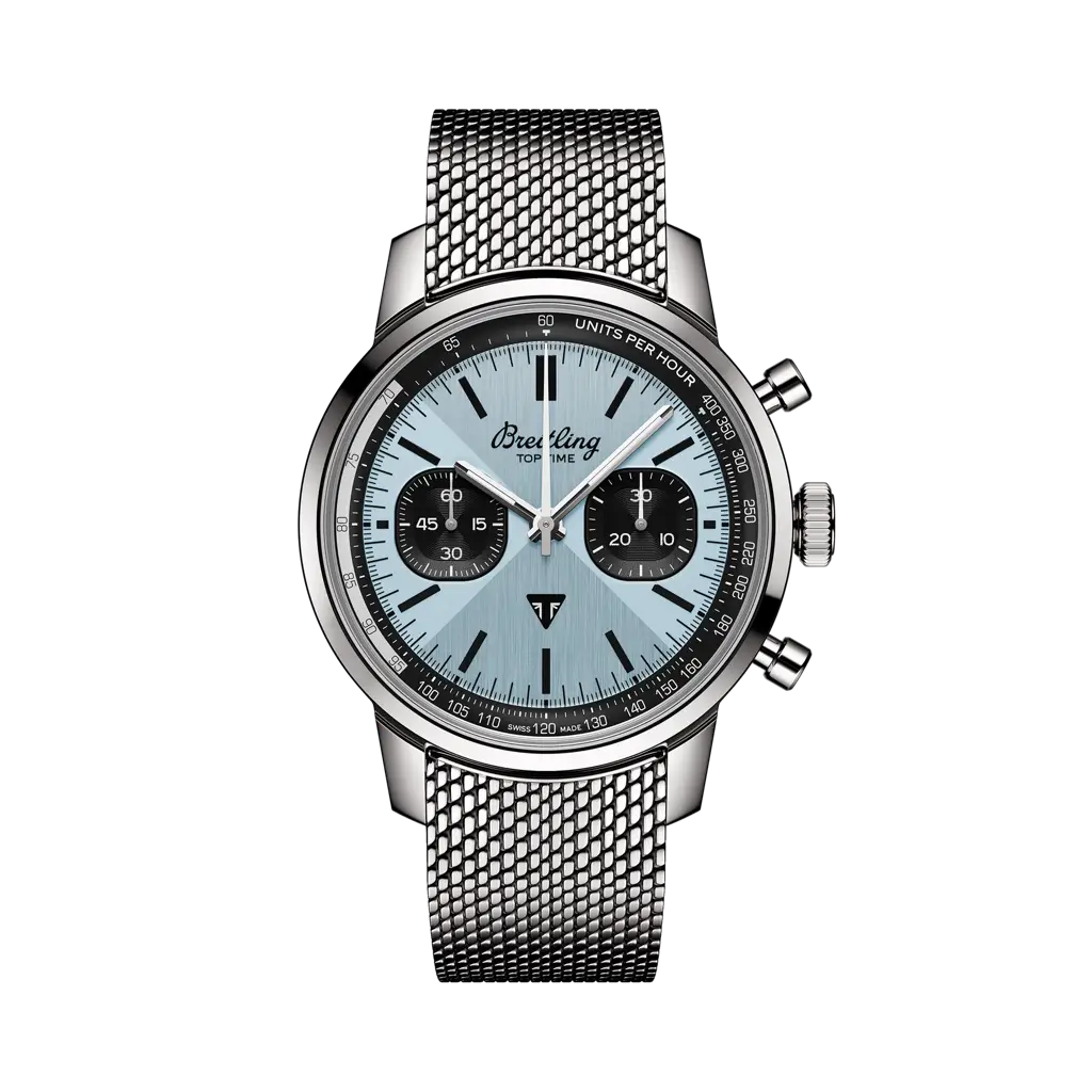 Breitling Top Time B01 Triumph 41 mm Black And Ice Blue Dial Stainless Steel Bracelet AB01764A1C1A1 - WATCHXNYC