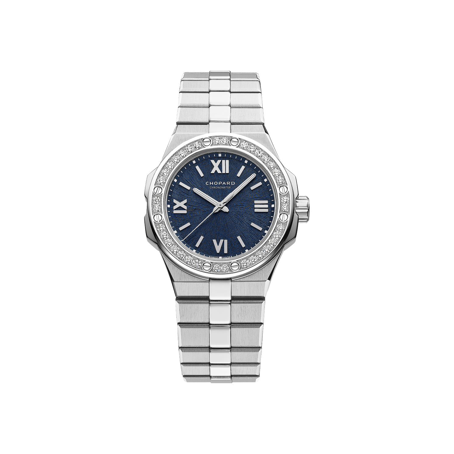 Chopard Alpine Eagle 33 mm Blue Dial with Diamonds Stainless Steel Bracelet 298617-3002 - WATCHXNYC