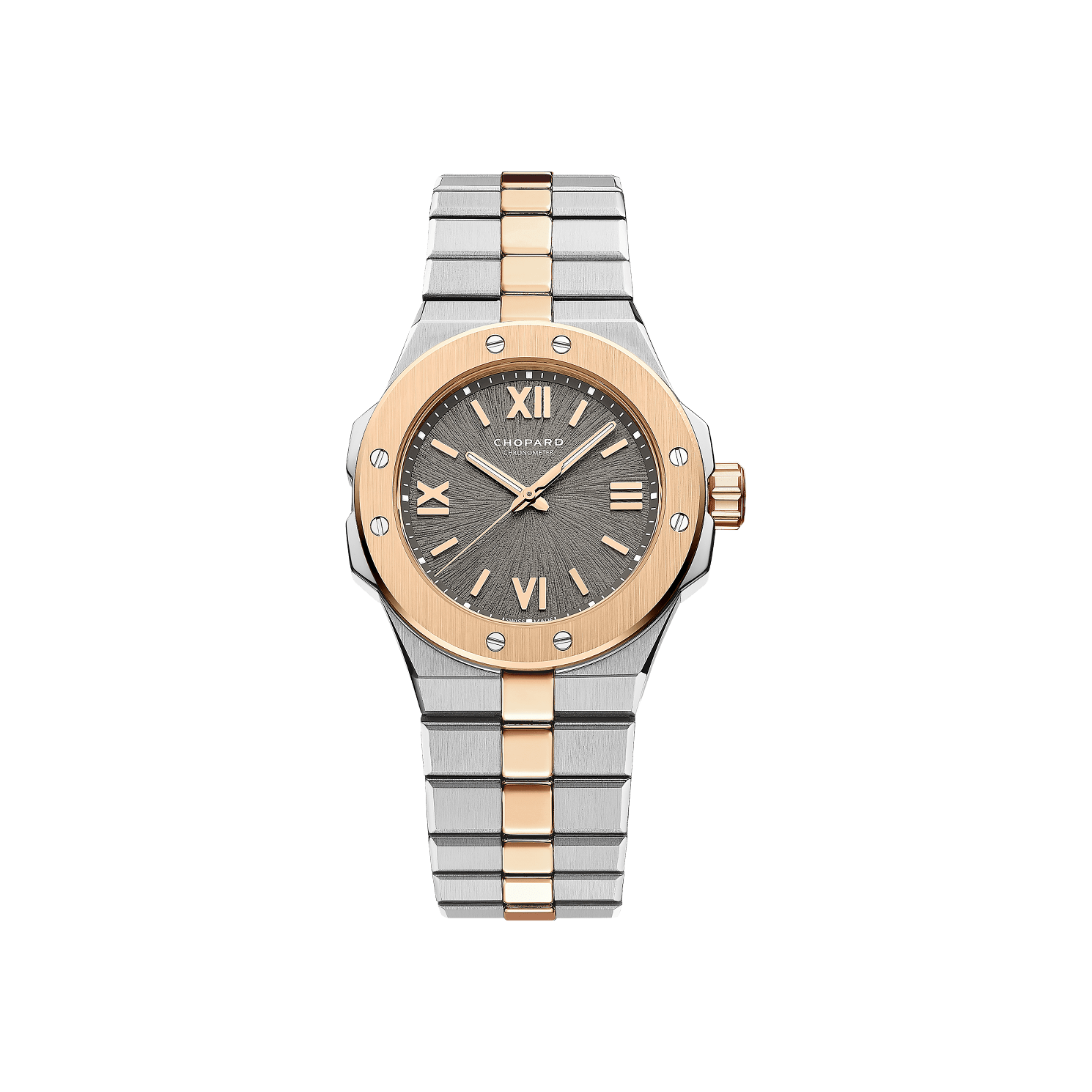 Chopard Alpine Eagle 33 mm Grey Dial 18K Rose Gold And Stainless Steel Bracelet 298617-6001 - WATCHXNYC