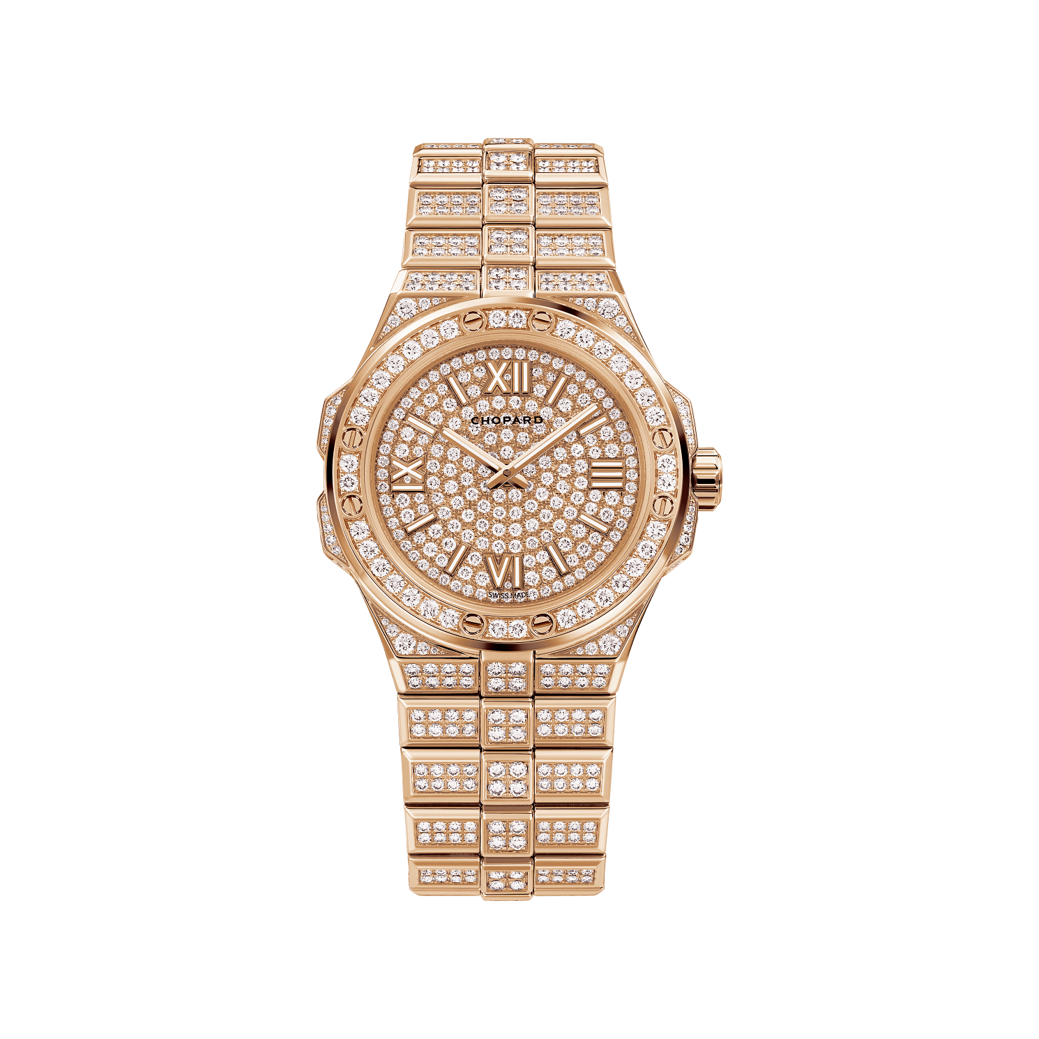 Chopard Alpine Eagle 36 mm Diamond Paved Dial 18k Rose Gold Bracelet 295370-5004 - WATCHXNYC