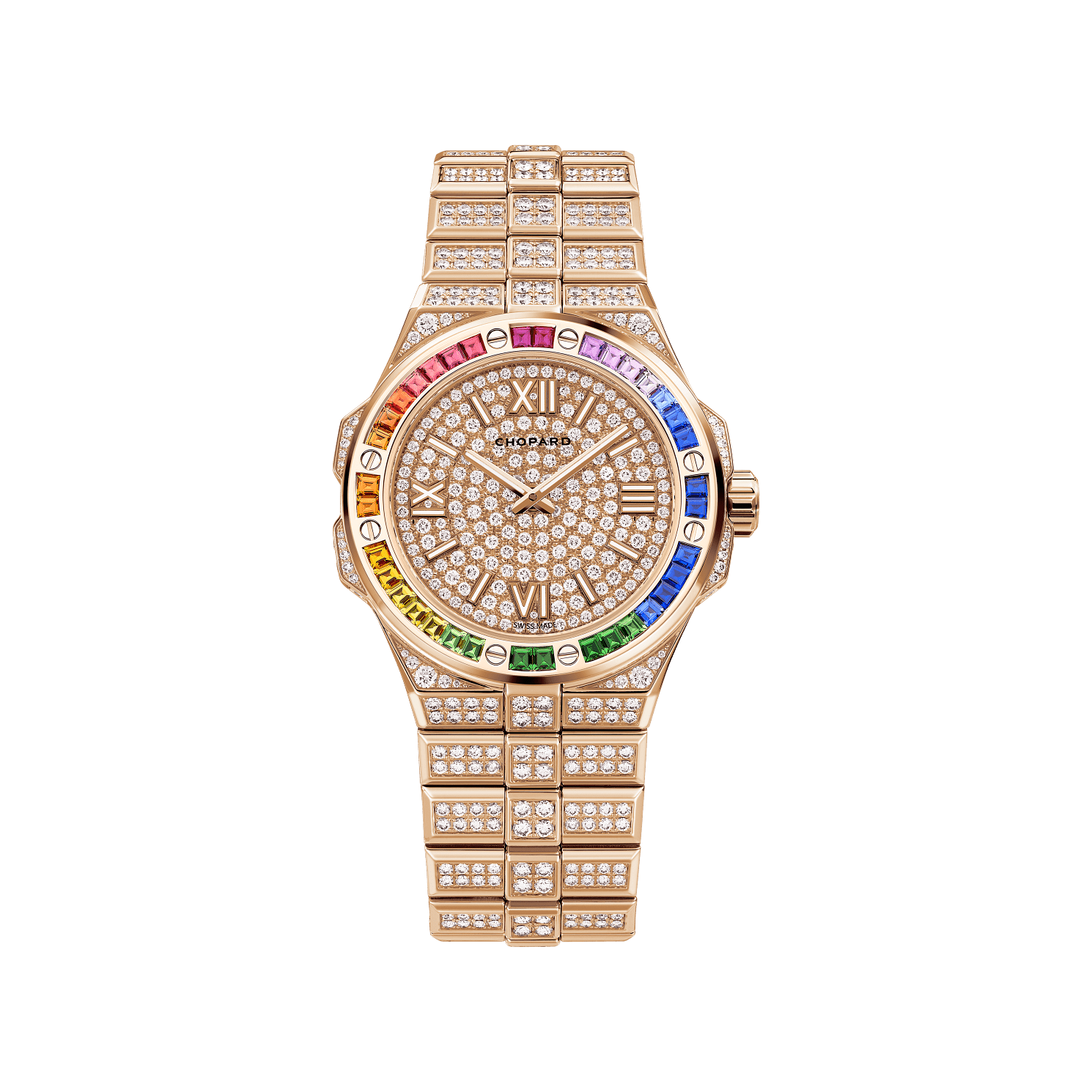 Chopard Alpine Eagle 36 mm Diamond Paved Dial 18k Rose Gold Bracelet 295370-5005 - WATCHXNYC