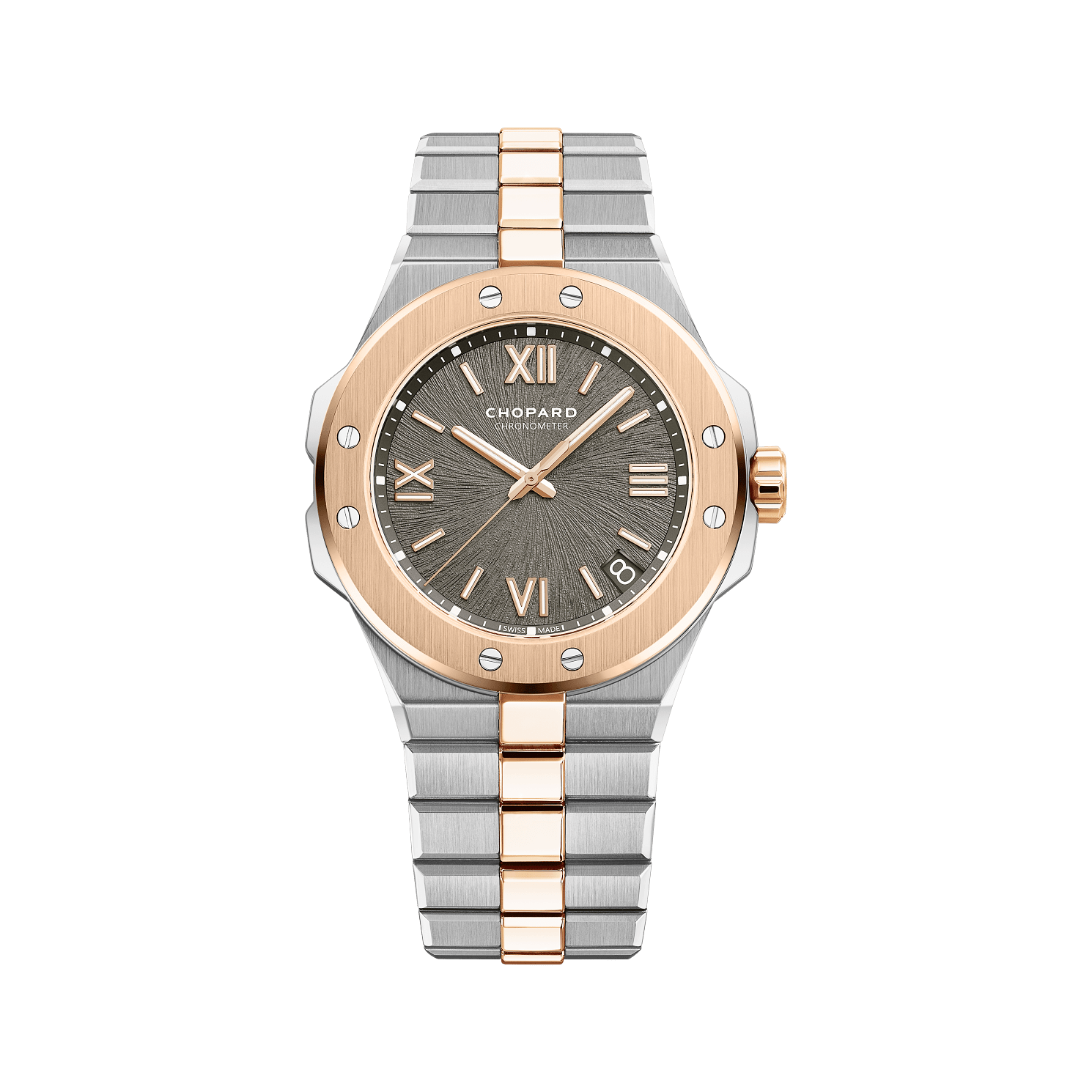 Chopard Alpine Eagle 41 mm Grey Dial 18K Rose Gold And Stainless Steel Bracelet 298600-6001 - WATCHXNYC