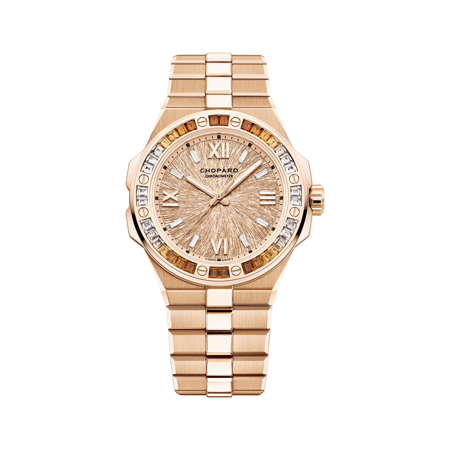 Chopard Alpine Eagle 41 mm Pink Dial with Diamonds 18k Rose Gold Bracelet 295363-5013 - WATCHXNYC