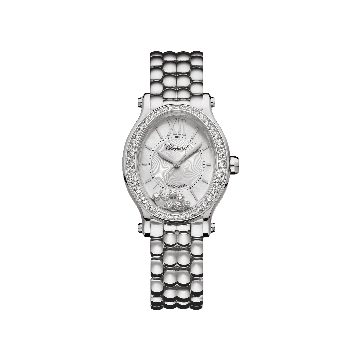 Chopard Happy Sport 29 x 31 mm Silver Dial with Diamonds Stainless Steel Bracelet 278602-3004 - WATCHXNYC