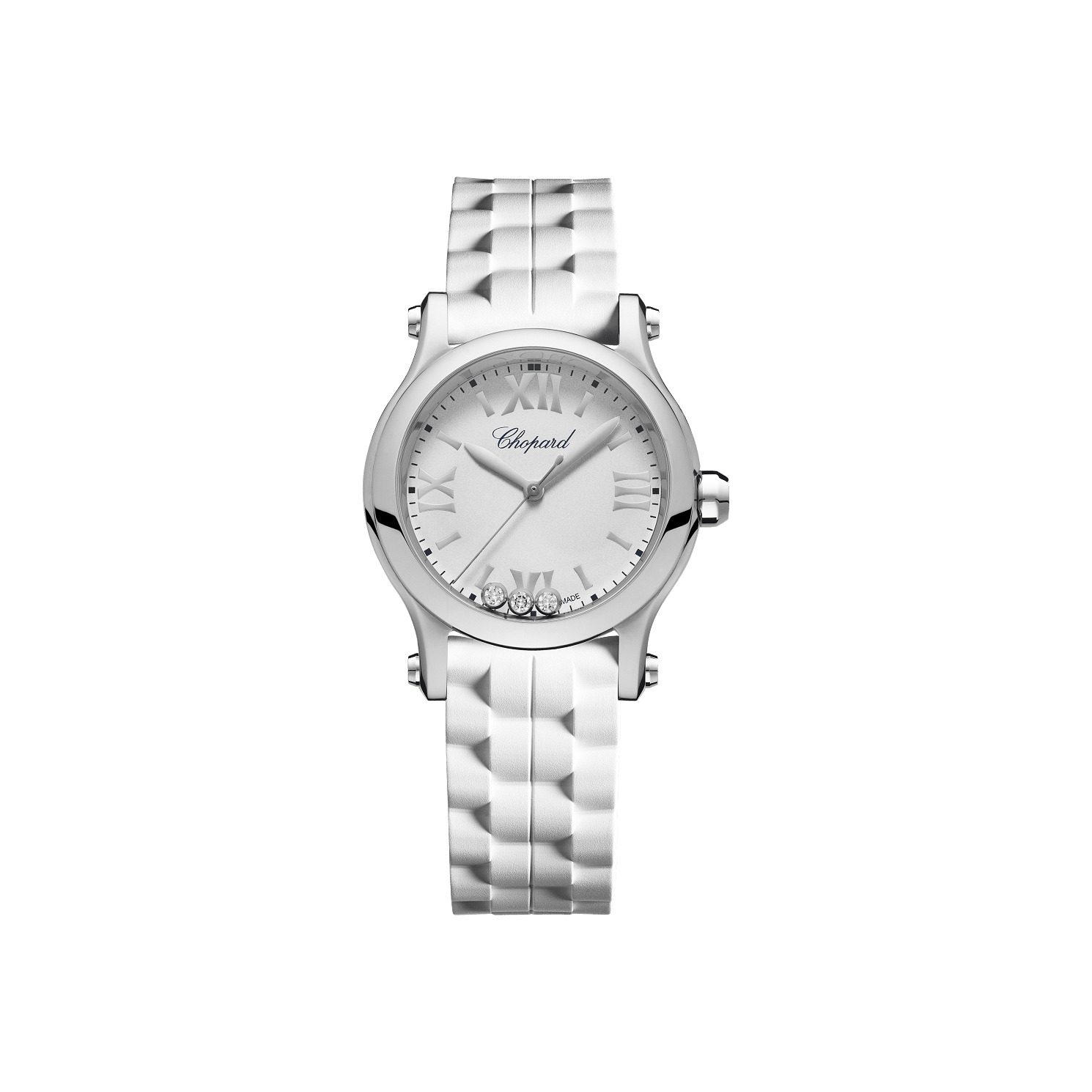 Chopard Happy Sport 30 mm White Dial with Diamonds Stainless Steel Bracelet 278590-3001 - WATCHXNYC