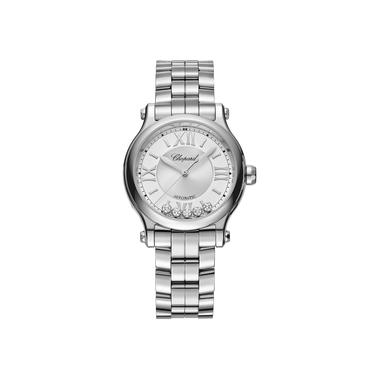 Chopard Happy Sport 33 mm Silver Dial with Diamonds Stainless Steel Bracelet 278608-3002 - WATCHXNYC