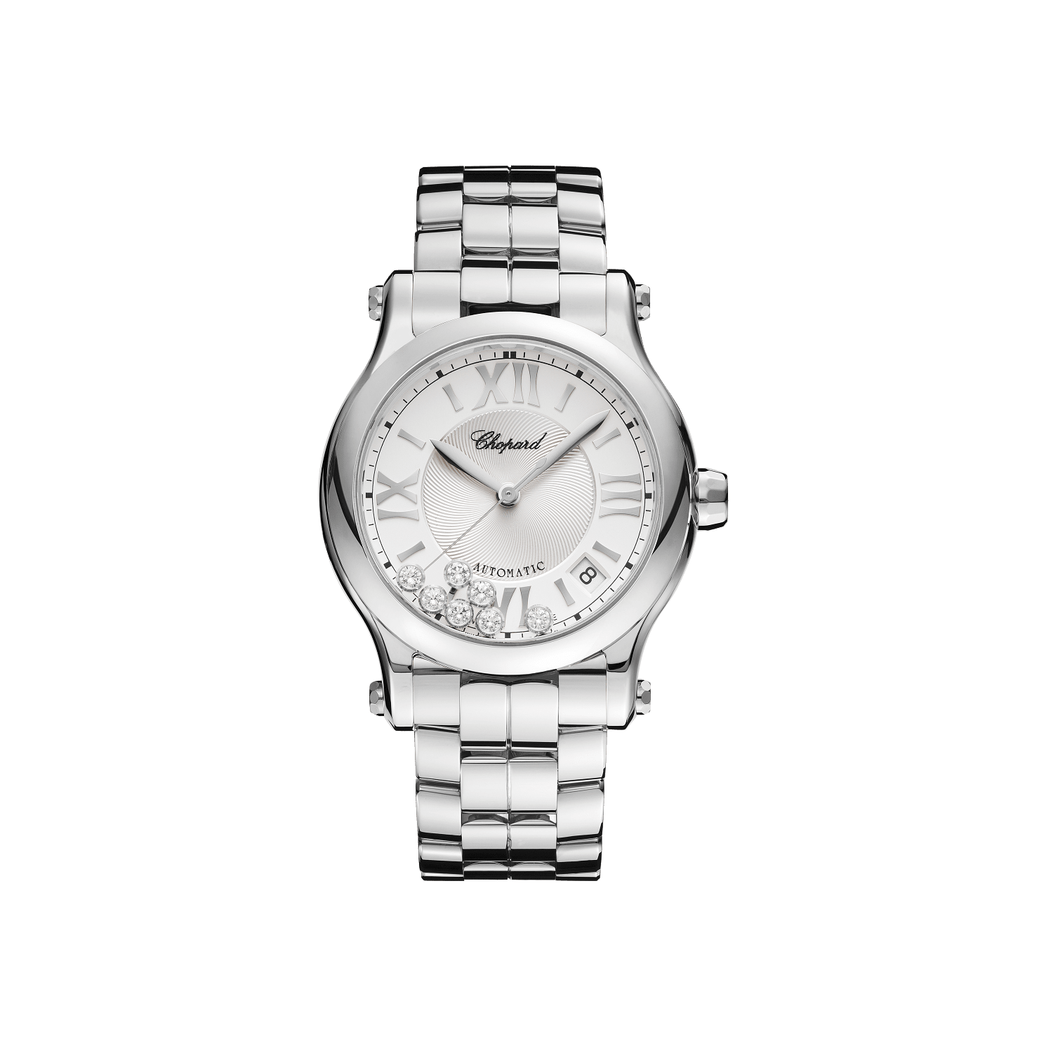 Chopard Happy Sport 36 mm Silver Dial with Diamonds Stainless Steel Bracelet 278559-3002 - WATCHXNYC