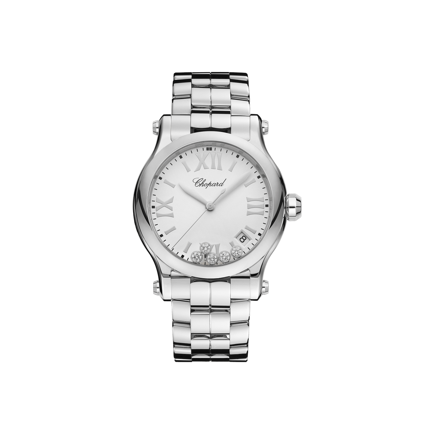 Chopard Happy Sport 36 mm White Dial with Diamonds Stainless Steel Bracelet 278582-3002 - WATCHXNYC