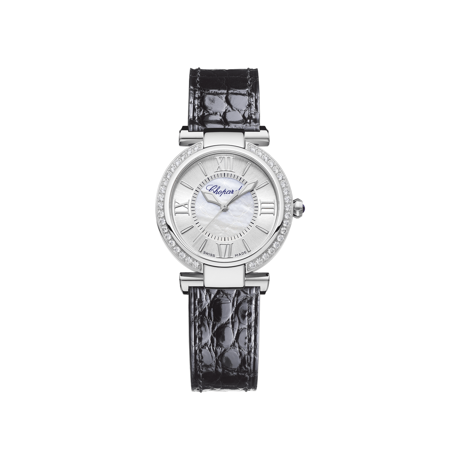 Chopard IMPERIALE 29 mm Silver Dial with Diamonds Stainless Steel   Leather Strap 388563-3007 - WATCHXNYC